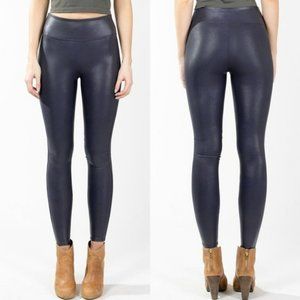 Spanx Faux Leather Leggings  |  Navy  |  Medium